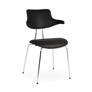 VERMUND VL118 Dining Chair Black Leather/Chrome Frame