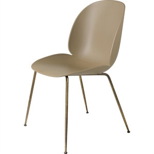 GUBI Beetle Dining Chair Conic Base Antique Brass/ Pebble Brown