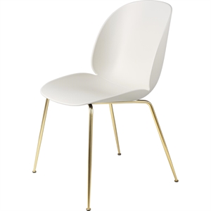 GUBI Beetle Dining Chair Conic Base Brass Semi Matt/ Alabaster White